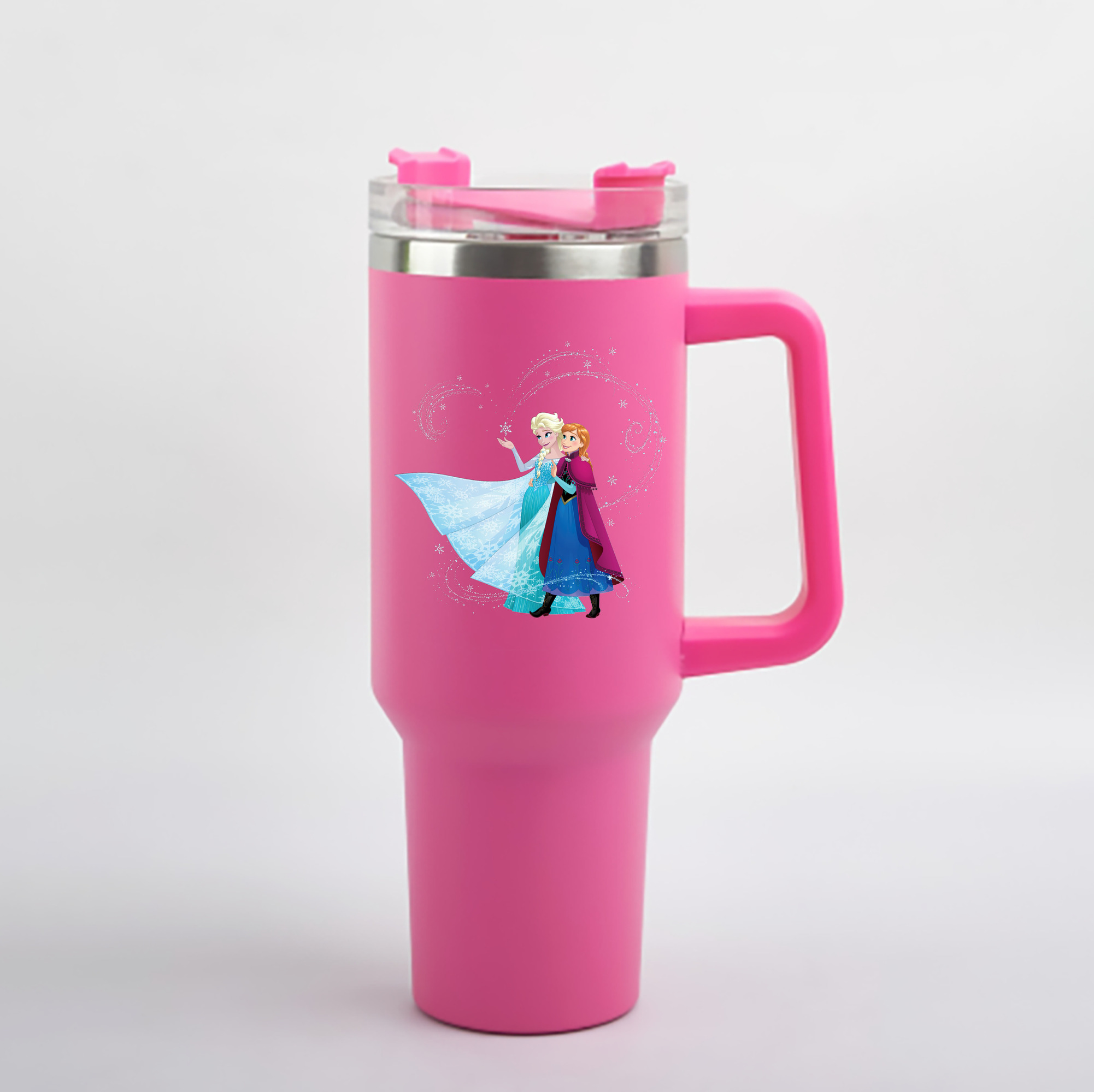 （画像用） アナと雪の女王 アンナ エルサ Frozen Anna Elsa 1200mL車用タンブラー - クリスタルステッカー（プラスチックストロー付き）